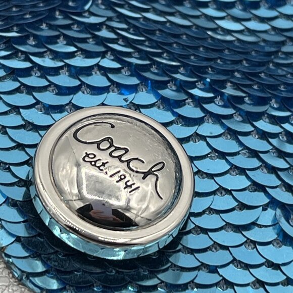 RARE Coach Poppy Turquoise Sequin Spotlight 2-Way Shoulder Bag Handbag - Picture 4 of 12